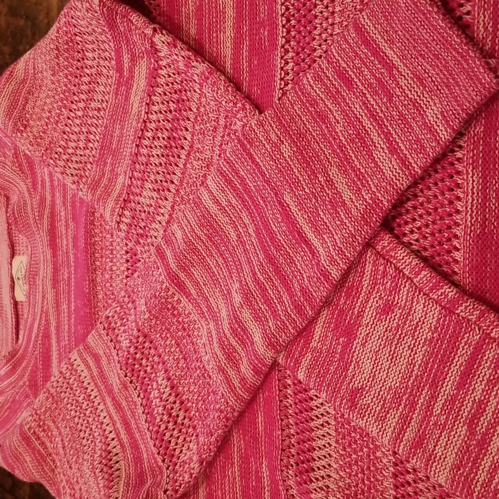 Saint John's Bay pink & white sweater size L like new - Picture 4 of 6